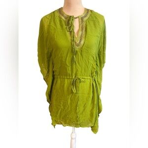 Timeless Naeem Khan Celery Green Tunic Dress XS